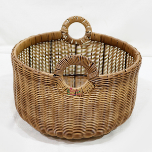 Panier de rangement rond écologique en jonc de mer, bacs de rangement en osier pour la maison et la cuisine - Product Image 5