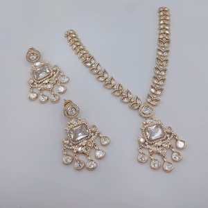 Ensemble collier et boucles d'oreilles pour femme JeweleMarket, plaqué or, pierres en cristal, perles ethniques, pour mariage, fiançailles, anniversaire, fête, cadeau - Product Image 1