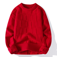 Pull à col rond pour homme, couleur unie, manches longues, tricoté, anti-boulochage, vêtements décontractés d'hiver, 100% acrylique