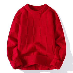 Pull à col rond pour homme, couleur unie, manches longues, tricoté, anti-boulochage, vêtements décontractés d'hiver, 100% acrylique - Product Image 5