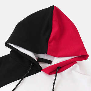 Sweat à capuche zippé en polaire tricotée sur mesure pour homme, patchwork délavé contrastant noir et blanc, collection hiver, vente en gros, direct usine - Product Image 3