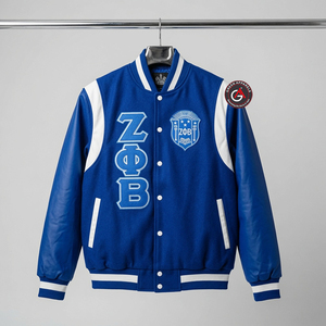 Zeta Phi Beta Sorority veste à lettres brodées pour femmes | ZPB Soror veste à manches en cuir en laine brodée - Product Image 5