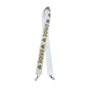 Sangles de sac en perles de rocaille personnalisées en or blanc Accessoires de mode avec forme et design uniques Sangle de sac à main en perles - Product Image 1