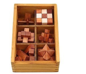 Juego de Rompecabezas de Madera 3D 6 en 1, Rompecabezas de Engranajes Entrelazados, Juego Educativo de Lógica para Adultos y Niños, Caja de Regalo - Product Image 1