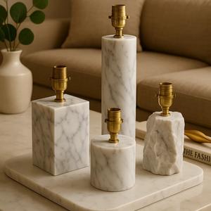New Arrival Top Quality Heavy-Duty Natural Stone Industrial Modern Luxury Decor Artisan-Carved Eco-Friendly LED Marble <b>Lamp</b> Base - Product Image 1