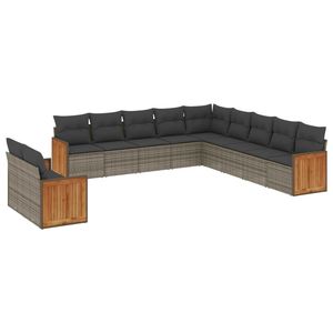 Conjunto de Sofá de Jardín de Ratán PE Gris con Patas Ajustables Grandes - Product Image 2