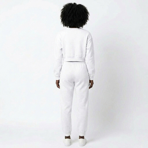 <b>Women's</b> <b>White</b> 2-Piece Knitted Fleece <b>Tracksuit</b> Set Hooded Full Sleeve Regular Fit Casual Winter Striped Anti-Bacterial - Product Image 4