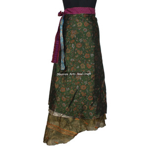 Rajasthani Indian Women Wear Art Silk Rapron <b>Skirt</b> <b>Boho</b> Stylish Multi Color Summer Wear Comfortable Fashion Hippie Style - Product Image 4
