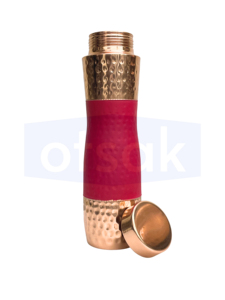 Botella de Agua Portátil OTSAK Premium, Diseño Moderno de Lujo con Estampado Rojo, Cobre Martillado, para Oficina, Aire Libre y Hogar, 34oz 1000ml - Product Image 5