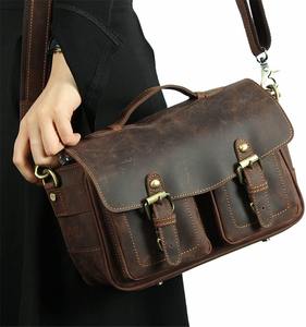 Vintage Brown Leather <b>Camera</b> <b>Bag</b> <b>Crossbody</b> Messenger Case For DSLR Mirrorless Photography Satchel With Pockets Adjustable Strap - Product Image 4