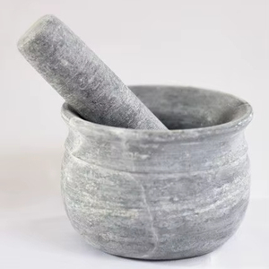 Juego de mortero y pilón de mármol natural premium para moler especias, hierbas y preparar ingredientes frescos de cocina. - Product Image 1