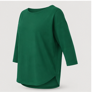 T-shirt da donna <span class=keywords><strong>verde</strong></span> <span class=keywords><strong>smeraldo</strong></span> girocollo a maniche a tre quarti vestibilità comoda WTS-0027 - Product Image 3