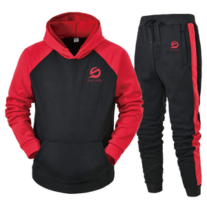 Ensemble de survêtements de sport pour hommes en deux pièces, personnalisés pour l'entraînement hivernal, coupe-vent, respirant, en polyester/coton - Product Image 1