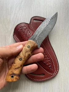 Cuchillo de Caza Hecho a Mano con Hoja de Acero de Damasco de Grado Industrial, Punta Clip, Mango de Madera de Mango, OEM/ODM Personalizado para Camping, Incluye Funda - Product Image 2