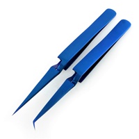 Pinzas Profesionales para Extensión de Pestañas, Hechas en Pakistán, Personalizables, con Puntas Afiladas a 45 Grados, Color Azul, 6mm, Acero Inoxidable