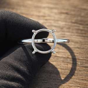 Base de monture de bague semi-montée en argent sterling 925, ronde de 10 mm, à griffes, faite à la main, nouvelle base de bijoux vierge, pour monture de bague personnalisée - Product Image 4