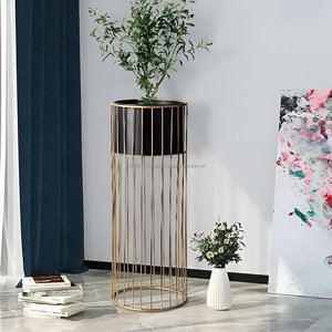 Gran oferta, maceta de Metal negro, Juego de 2 macetas negras para jardín, balcón interior, sala de estar, sala de estar - Product Image 3