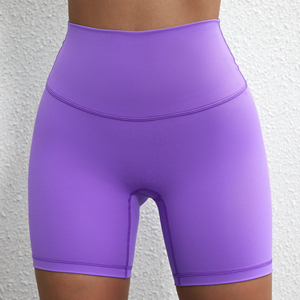 Mallas cortas deportivas suaves de Color sólido para mujer, pantalones cortos de Yoga de cintura alta para entrenamiento integral de ciclismo - Product Image 5