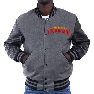 Veste de baseball en laine avec logo personnalisé, manches en cuir, broderie chenille, veste d'hiver pour homme - Product Image 1