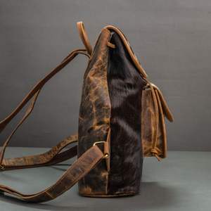 Sac à dos en cuir véritable de vachette de qualité supérieure avec fermeture éclair, idéal pour les voyages, l'école ou comme sacoche pour ordinateur portable, capacité 20-35L, vente en gros HNBP-0089 - Product Image 4