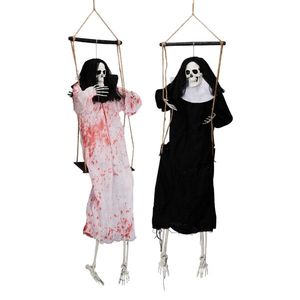 Confezione da 2 Decorazioni di Halloween per Esterni, Grim Reaper Spaventoso da 90 cm che si agita con Occhi Luminosi, Decorazioni Horror Scream Fantasmi Appesi - Product Image 1