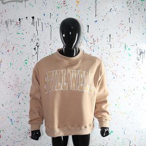 STILL WELL SAND <b>Mock</b> <b>Neck</b> Sweatshirt 100% SAND Applique Embroidery wide <b>neck</b> Sweatshirt Finer Threads - Product Image 1