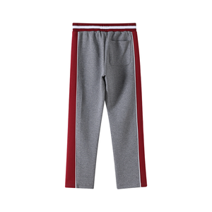 Ensemble de survêtement décontracté gris chiné imprimé, deux pièces : veste zippée et pantalon de jogging en mélange de coton premium, style universitaire streetwear - Product Image 5