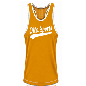 Ensemble de natation jaune doré et blanc, débardeur sans manches dos nageur avec short assorti, léger, séchage rapide, performance pour l'entraînement - Product Image 3
