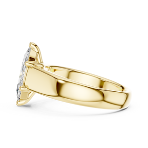 Bague de fiançailles solitaire en diamant de laboratoire Marquise en or rose – Bague de mariée minimaliste à large bande audacieuse pour femme - Product Image 2