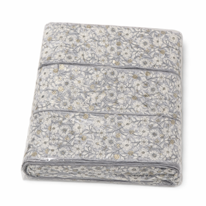 Tissu en dentelle 100 % coton brodé floral avec détails de sequins, dentelle grise en filet pour robes de mariée, garnitures pour chaussures et sacs - Product Image 1