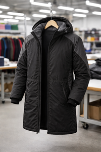 High Quality Swim Parka <b>Jacket</b> <b>Waterproof</b> Windproof Black <b>Grey</b> Long Hooded Coat with Custom Logo for Swimming Team Winter Wear - Product Image 6