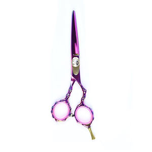 Ensemble de ciseaux de coiffeur violets sur mesure Ciseaux de coupe de cheveux chauds avec poignée en céramique Pointe de lame tranchante pour la mise en forme de la coiffure - Product Image 4