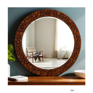 Factory Supplies Round Luxury French Retro Art Decorative Design Wall Mirror Brown Glass Mirror Dressing Mirror - Product Image 6
