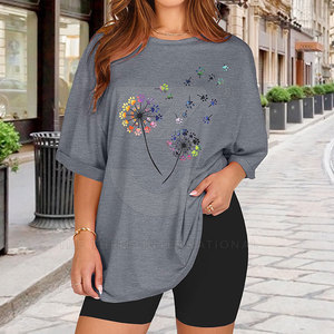 Camiseta Oversize de Algodón 100% Transpirable para Mujer, Estilo Urbano Informal, Ecológica y de Secado Rápido para Actividades al Aire Libre - Product Image 3