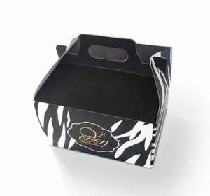 Boîte à gâteau élégante de qualité supérieure avec poignée imprimée et logo personnalisé pour l'emballage de pâtisserie, en promotion - Product Image 3