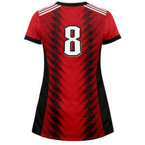 Camiseta de Fútbol Roja Personalizada para Mujer, Manga Corta, Transpirable, de Secado Rápido, Uniforme de Equipo Femenino con Impresión de Número - Product Image 3