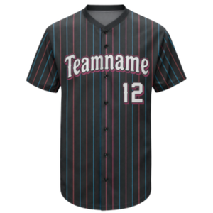 Camiseta de Béisbol Personalizada con Rayas, Diseño con Botones, Colores Vibrantes, Número de Jugador y Colores del Equipo Personalizados para Ropa Deportiva Masculina - Product Image 2