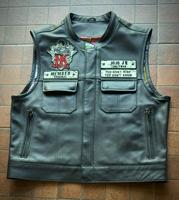 Gilet de moto en cuir matelassé diamanté