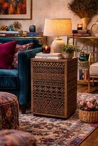 Modern Solid Wood <b>Console</b> <b>Table</b> Geometric Pattern Wooden Side Cabinet Accent Storage Showcase <b>for</b> Living Room <b>Entry</b> - Product Image 6