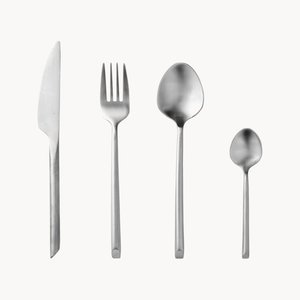 Ensemble de couverts classiques en acier inoxydable, écologiques et légers, finition polie réfléchissante, compatibles lave-vaisselle, couteau, fourchette, couverts - Product Image 1