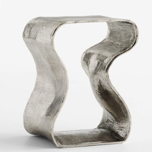 Expressionist Burnished <b>Silver</b> Cast Aluminum Drink <b>Table</b> Modern Irregular Metal <b>Side</b> <b>Table</b> Indoor Drink <b>Tables</b> - Product Image 1