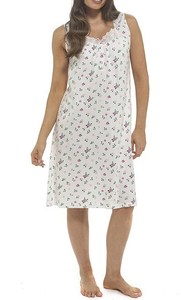 Chemise de nuit en coton à manches courtes pour femme avec bordure en broderie anglaise - Product Image 3