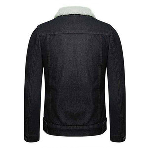 <b>Women</b> Casual Style Dark Washed Denim Jackets With Faux Fur Collar Full Sleeve Button Closure Winter Windproof Cotton Denim <b>Coat</b> - Product Image 4