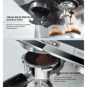 Macchina da Caffè Espresso Semiautomatica 20 Bar con Doppia Caldaia, Macinacaffè Integrato, Estrazione per Due Tazze, per Cappuccino Italiano LC - Product Image 3