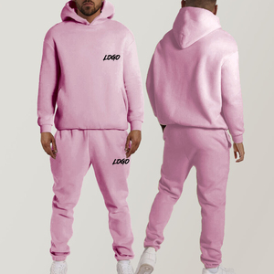 High Quality 100% Cotton Fleece Breathable Streetwear <b>Lightweight</b> Plain Blank Tracksuit <b>Hoodie</b> Jogger2 Pcs Set for Unisex Custom - Product Image 4