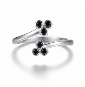 Rhaya Jewels Women's Elegant Rhodium Plated 925 Sterling Silver Black Onyx Bezel Setting <b>Dainty</b> Band Trendy Engagement <b>Ring</b> - Product Image 2