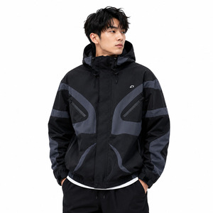 Custom Logo Reflective Panel Hooded Windbreaker Full Zip Breathable Outdoor Men's <b>Jackets</b> OEM ODM Manufacturer - Product Image 2