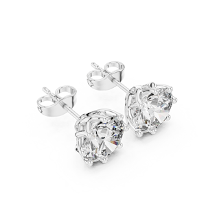 Pendientes de Diamantes Cultivados en Laboratorio con Diseño Floral Clásico, Elaborados en Oro Blanco Sólido de 14K con Diamantes de Corte Redondo - Product Image 3