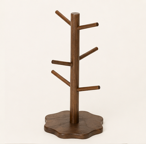 Deluxe Quality Solid Wood Mug Holder Tree With 6 <b>Hooks</b> Eco-Friendly Coffee Cup Organizer Stand For <b>Kitchen</b> Countertop And Home - Product Image 1