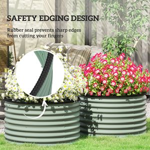 <b>Set</b> of 2 Easy-to-Assemble Light Green Metal Planters <b>Large</b> <b>Square</b> Raised Garden Beds with Safety Edging Individual Stock Tank - Product Image 6